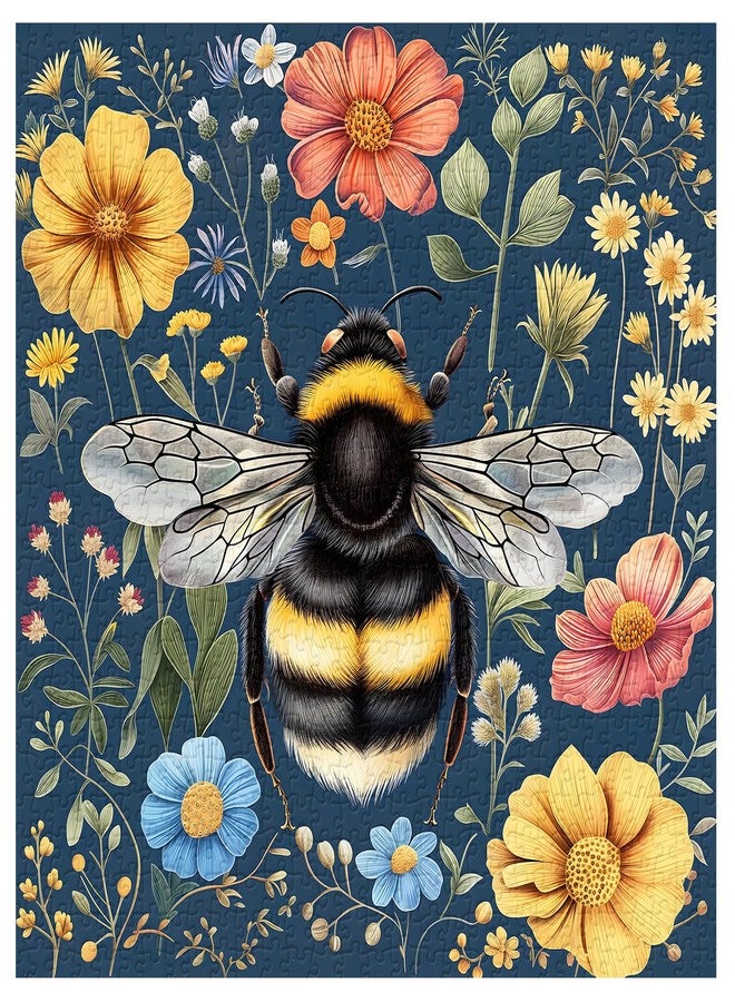 PPuzzling Vintage Bee Puzzles for Adults 1000 Pieces, Retro Flower Garden Jigsaw Puzzles, Nature Wildflower Animal Puzzle as Home Decor - Image 2